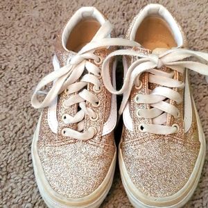 Rose Gold glitter Vans Girls